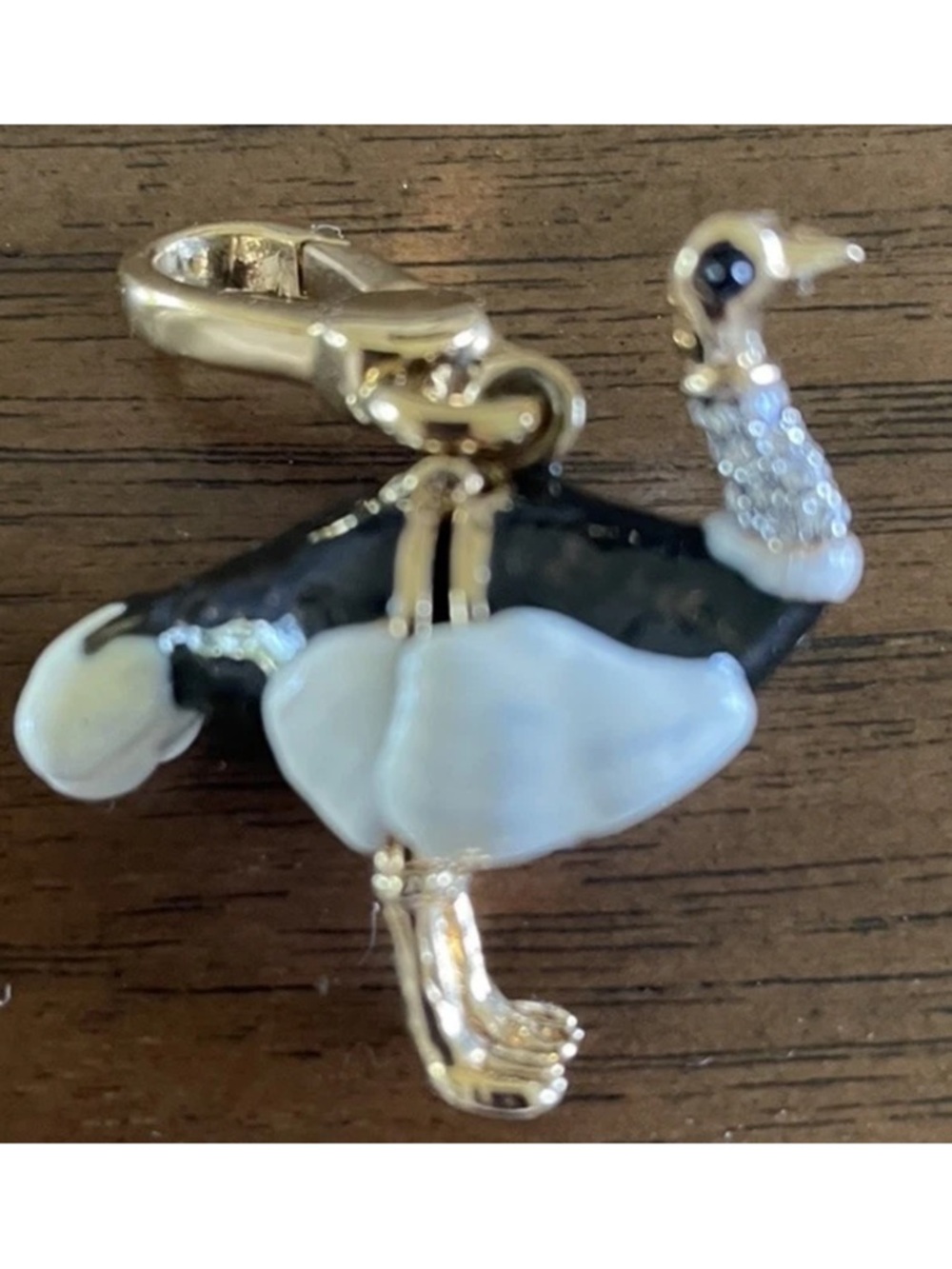 Juicy Couture Black and White Ostrich Charm Bracelet Pendant
